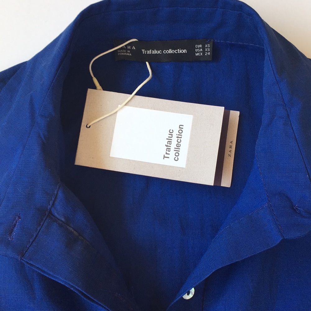 Zara Trafaluc Blue Dress Tunic Empire Waist XS NWT - Picture 5 of 6